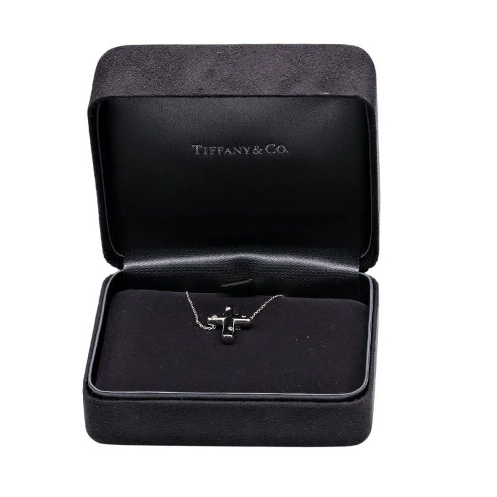 Tiffany & Co. Cross Pendant Platinum And Diamonds Silver Platinum Necklace - Picture 7 of 8